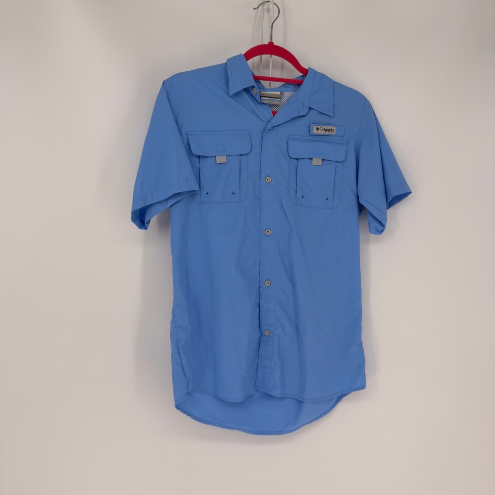 Columbia PFG Fishing Shirt XL Blue Short Sleeve Vented Bahama Gorp Kids Outdoors